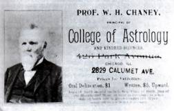 William Chaney astrology Business card with portrait.