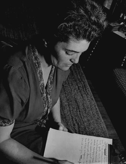 Joan London with writing.