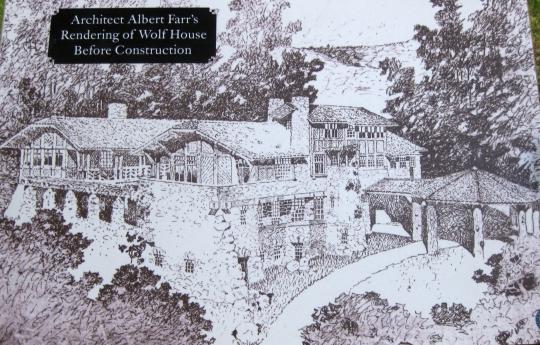Architect Albert Farr's rending of Wolf House before construction.